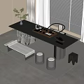 New Chinese Tea Table and Chair Tea Table and Chair Combination 3d model