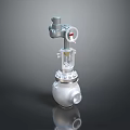 Industrial Metal Control Valve With Top Mounted Pressure Gauge And Spherical Body
