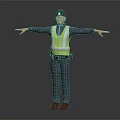 Man Wearing High Visibility Safety Vest and Cap Standing with Arms Outstretched