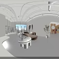 Modern Wedding Dress Shop Interior With Hanging Dresses Comfortable Sofa And Large Mirror
