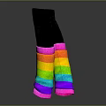 Black Boots With Rainbow Colored Stripes On Shaft For Fashionable Look