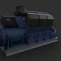 Blue Industrial Generator Featuring Black Components Complex Structure Gray Base And Dark Background 3d model