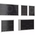 Modern Black Induction Cooktops With Various Designs And Control Panels In Different Sizes 3d model