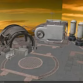 Futuristic Industrial Platform With Dome Structure Silos And Circular Grates
