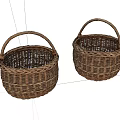 Set of Two Handmade Wicker Storage Baskets with Handles for Home Organizing