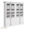 White Modern Chest of Drawers with Glass Doors and Multiple Storage Shelves