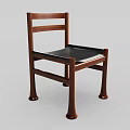 Modern Wooden Leisure Chair With Slatted Backrest Black Cushion And Tapered Legs Design