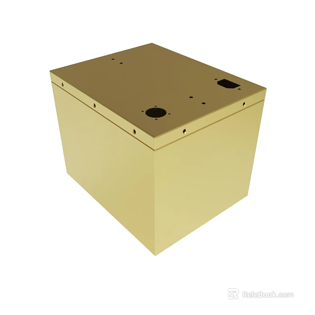 Beige Cube Shaped Box With Top Holes And Sturdy Construction Design 3d model