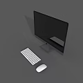Modern Desktop Computer Monitor With Keyboard And Mouse On Gray Desk