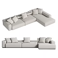 Light Gray Fabric Sectional Sofa With Multiple Cushions And Modern Design 3d model