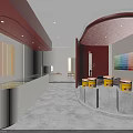 Modern Paint Showroom Interior With Color Swatches And Display Buckets