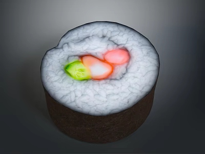 Fresh Sushi Roll with White Rice Nori and Colorful Vegetable Fillings 3d model