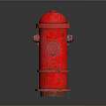 Building Exterior Red Fire Hydrant With Vintage Metal Design And Structure