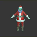 Santa Claus In Red Costume And Hat With White Beard Standing On Gray Background