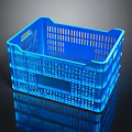 Blue Plastic Storage Basket with Grid Design Handles for Home Organization
