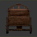 Vintage Wooden Carriage With Arched Roof Large Spoked Wheels And Detailed Design