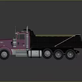 Purple Dump Truck With Large Wheels Covered Bed And Reflective Surface 3d model