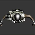 Detailed Game And Movie Character In Green Tactical Gear With Mask And Mechanical Design