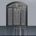 Elegant Modern Casement Door With Glass Panels And Decorative Dark Frame