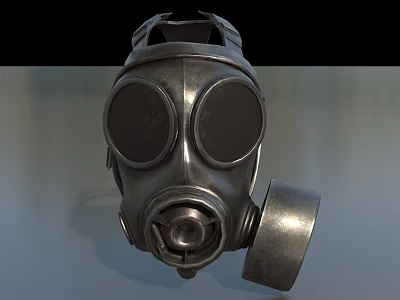 Tactical Military Gas Mask As Weapon With Metal Dual Lenses And Filter 3d model