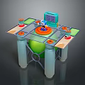 Game Character Standing On Circular Platform With Green Sphere Base White Pillars And Blue Device