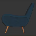 Blue Leather Armchair With Button Tufted Design And Wooden Legs
