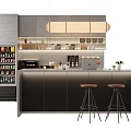 Modern Functional Office Coffee Bar With Vending Machine Professional Coffee Equipment And Wooden Bar Stools