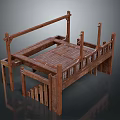 Traditional Wooden Structure Design With Platform Floor Railing And Pillars
