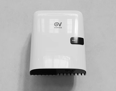 White VOICE Electrical Appliance Featuring Black Control Button And Sleek Design 3d model