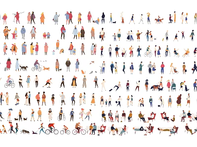 Multiple People Figures With Various Daily Activities And Different Poses 3d model