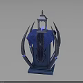 Blue Decorative Lantern Structure With Spiked Frame Fabric And Glowing Top