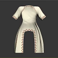White Short Sleeve Top With Red Stitch Detailing And Unique Hem Design