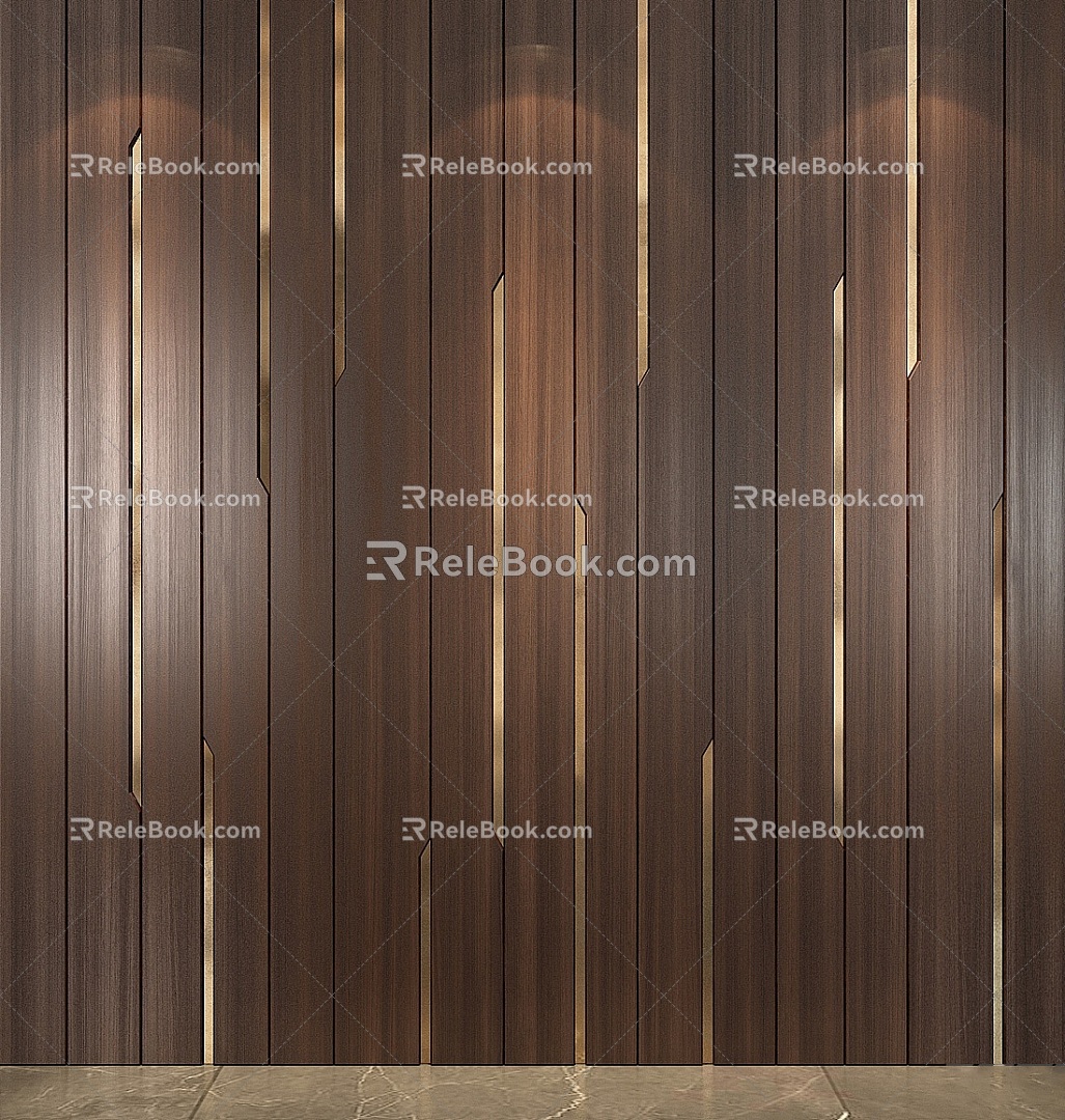 Wood veneer clapboard modeling background wall 3d model