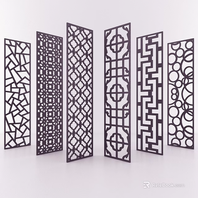 Modern Decorative Room Dividers With Diverse Intricate Cutout Patterns For Interior Decoration 3d model 