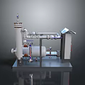 Industrial Processing Equipment With Pipeline System Cylindrical Vessel And Control Panel