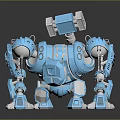 Blue Mechanical Robot 3D Model With Detailed Limbs And Components