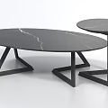 Modern Black Marble Coffee Tables With Geometric Metal Frames Two Piece Set 3d model