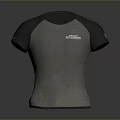 Comfortable Short Sleeve Raglan T Shirt With Gray Dark Gray Color Block And Chest Logo