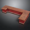 Stylish L Shaped Wooden Top Furniture With Red Base For Dining Area