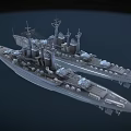 Detailed Warship Models Displayed Side by Side With Intricate Design Features 3d model