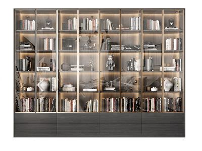 Modern Bookcase Glass Bookcase 3d model