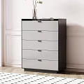 Modern Chest of Drawers With Five Light Drawers Dark Frame And Decorative Top