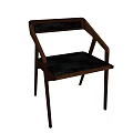 Modern Wooden Frame Leisure Chair With Black Cushion And Ergonomic Armrest Design