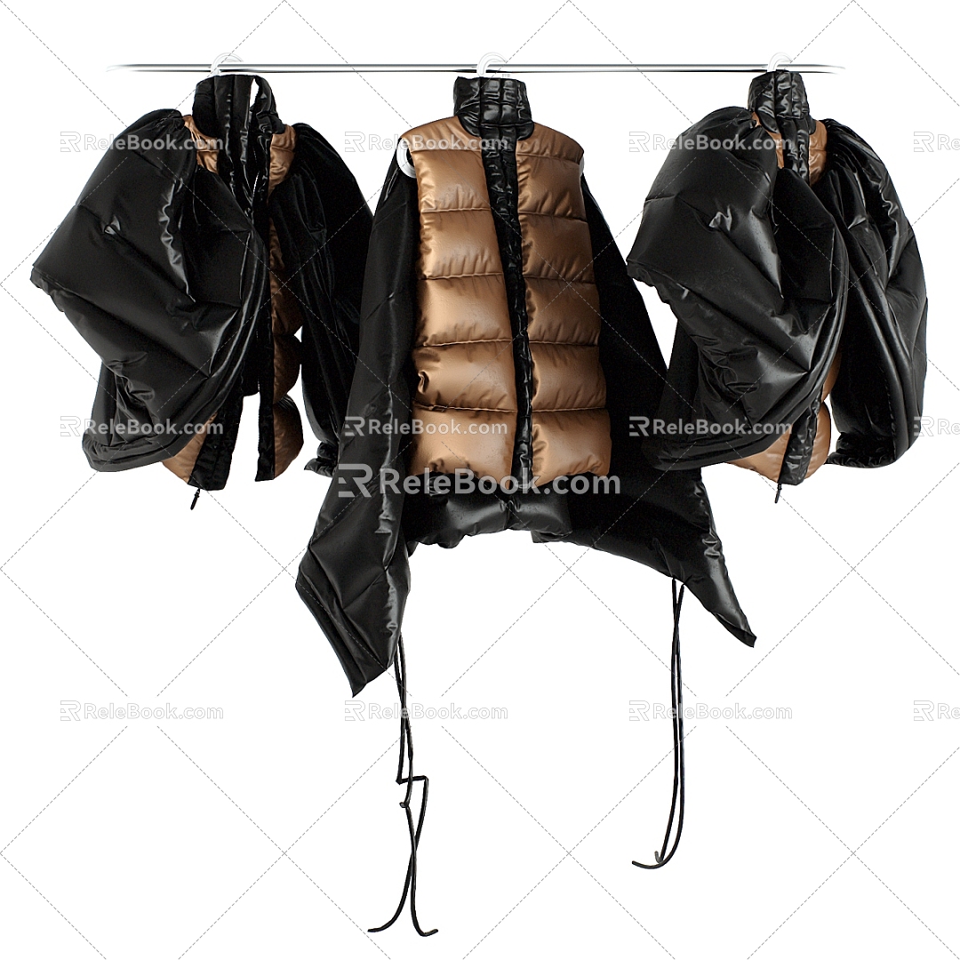 Down jacket hanging on a hanger 3d model