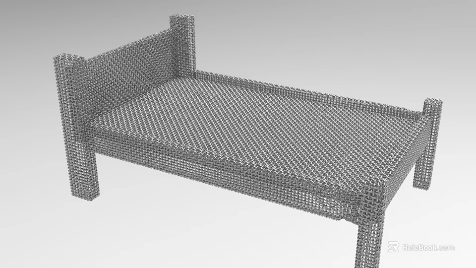 Double Bed With Wireframe Mesh Design Modern Minimalist Simple Frame And 3d model 