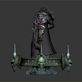 Fantasy Character Display With Ornate Costumes And Decorative Spiked Pedestal