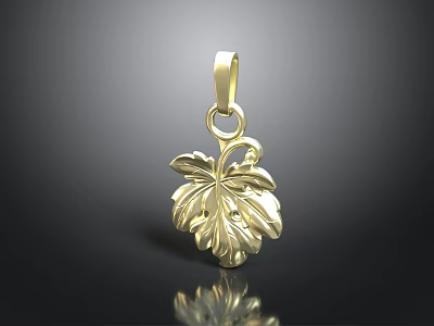 Golden Leaf Shaped Pendant As Stylish Lifestyle Accessory For Daily Use 3d model