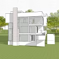 White Modern Vacation Rental Building Surrounded by Trees With Ocean View and Sky