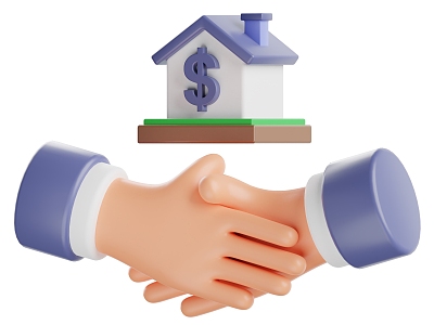 Handshake Transaction Property Gesture Cartoon Gesture Cartoon House 3d model