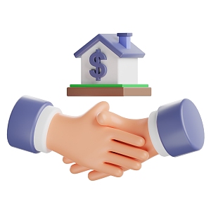 Handshake Transaction Property Gesture Cartoon Gesture Cartoon House 3d model